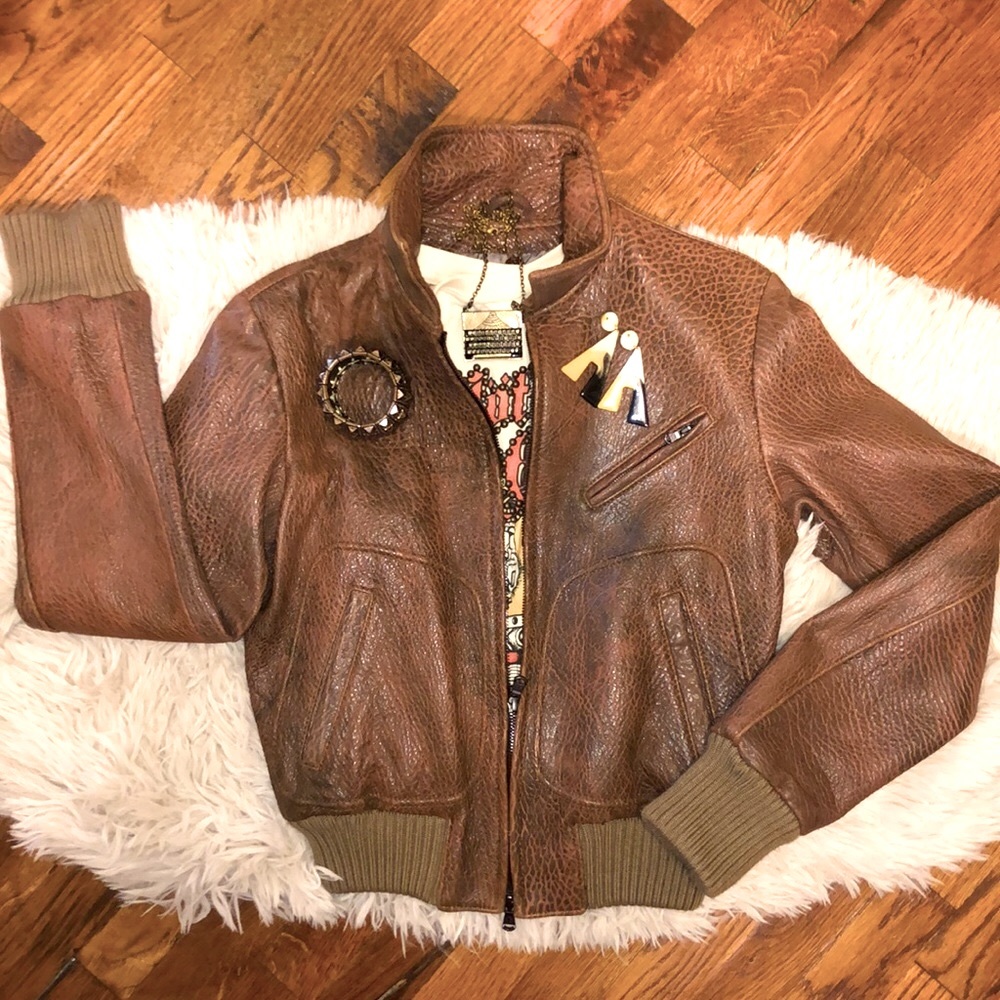 Comstock & Co Leather Aviation style Jacket/ 6 /